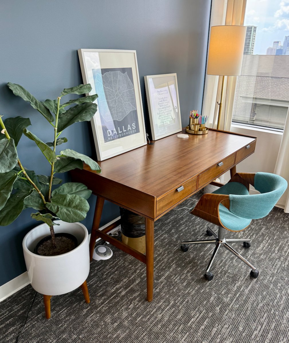 Maria Killough's therapy office at Therapy Space Uptown, Dallas